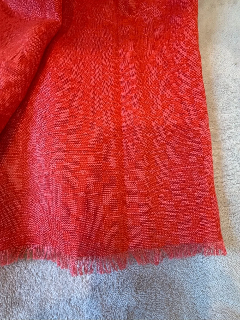 Tory Burch Coral Orange Jacquard Scarf